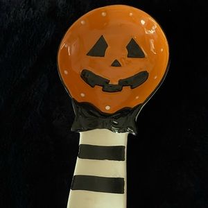 Halloween Jack O Lantern Pumpkin Face Ceramic Spoon Rest